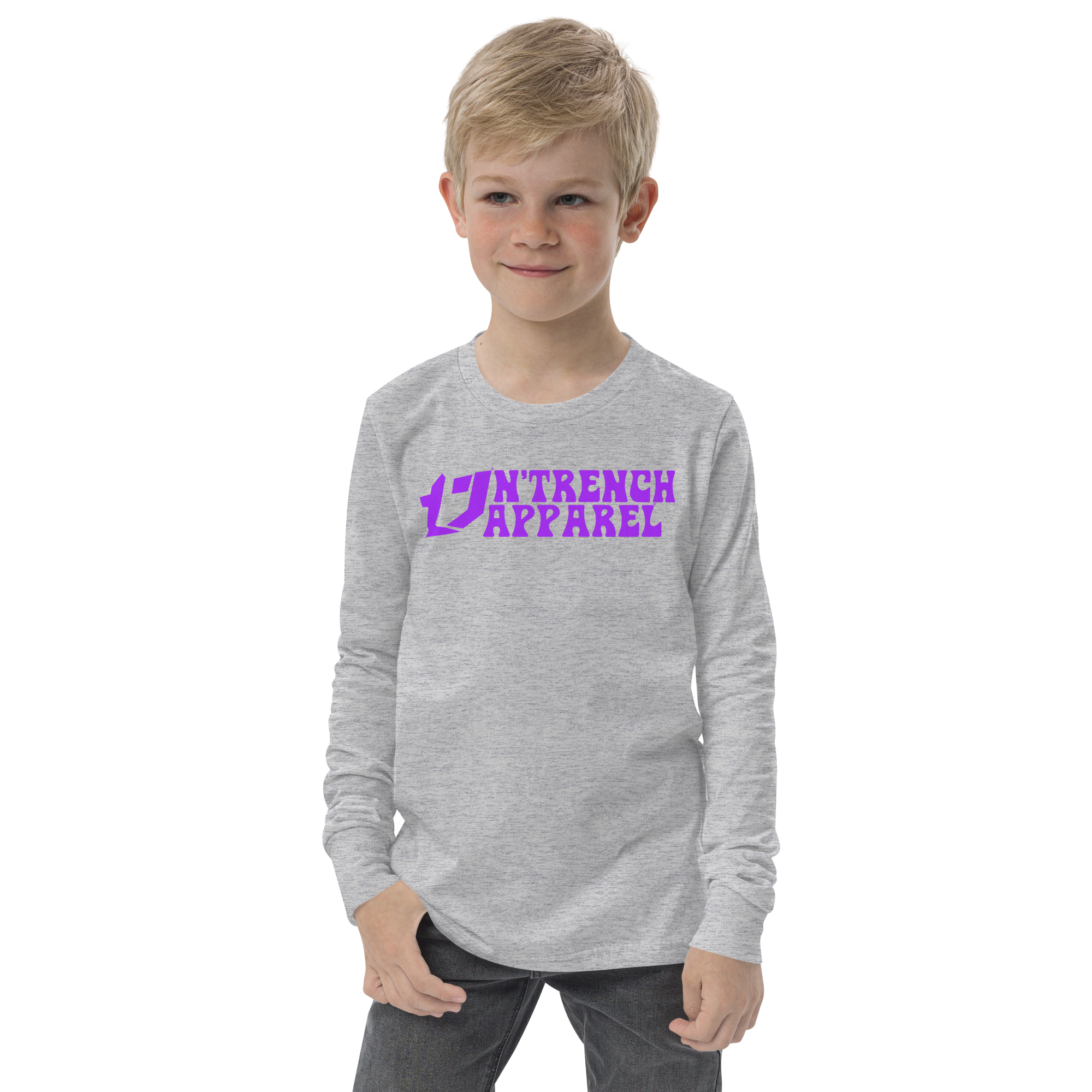 N'Trench Apparel Purple Lettering Youth/Girls long sleeve tee