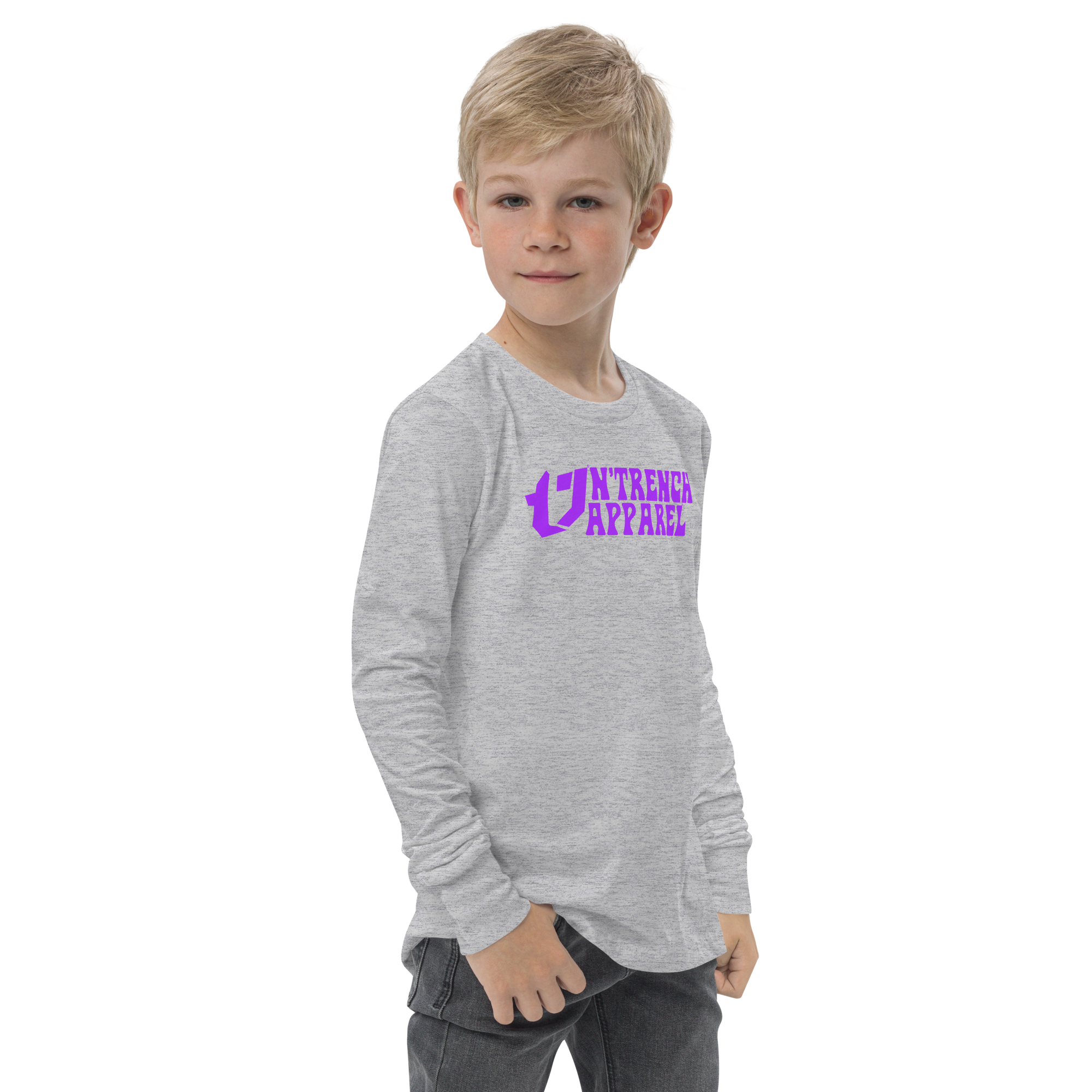 N'Trench Apparel Purple Lettering Youth/Girls long sleeve tee