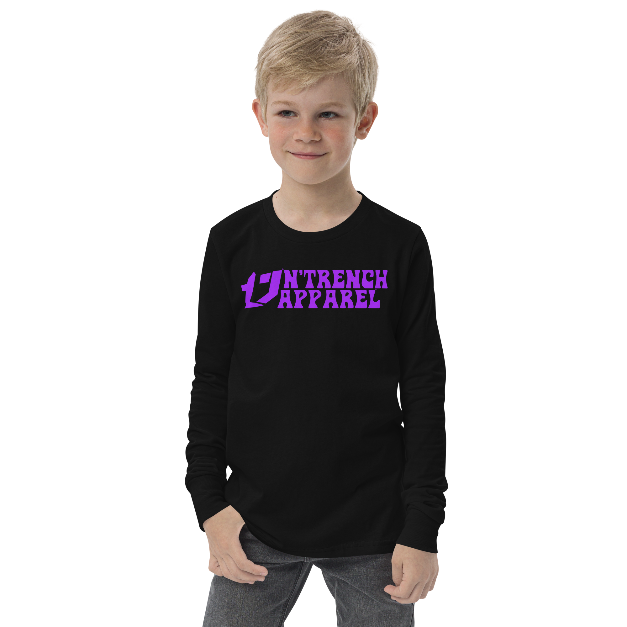 N'Trench Apparel Purple Lettering Youth/Girls long sleeve tee