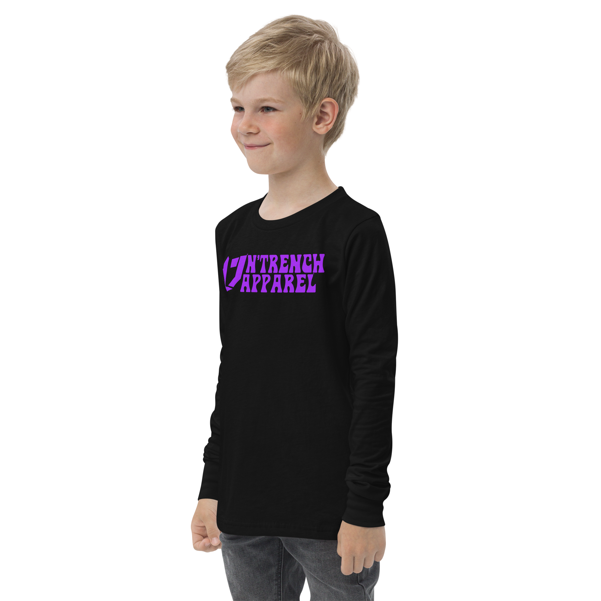 N'Trench Apparel Purple Lettering Youth/Girls long sleeve tee