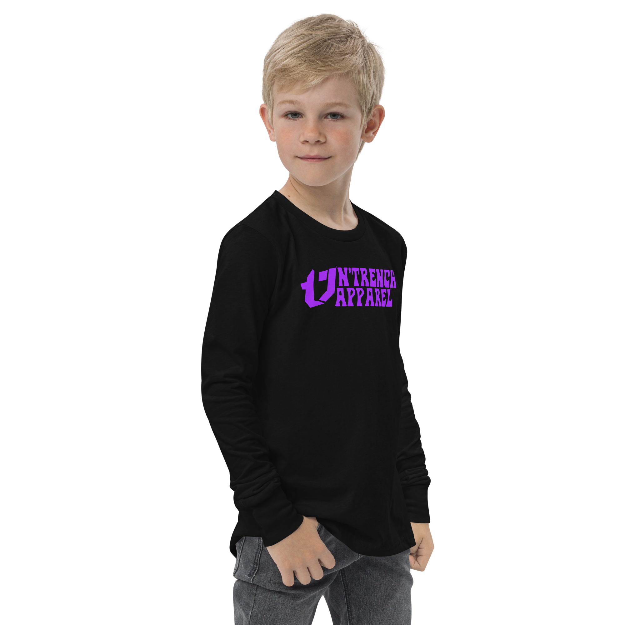 N'Trench Apparel Purple Lettering Youth/Girls long sleeve tee