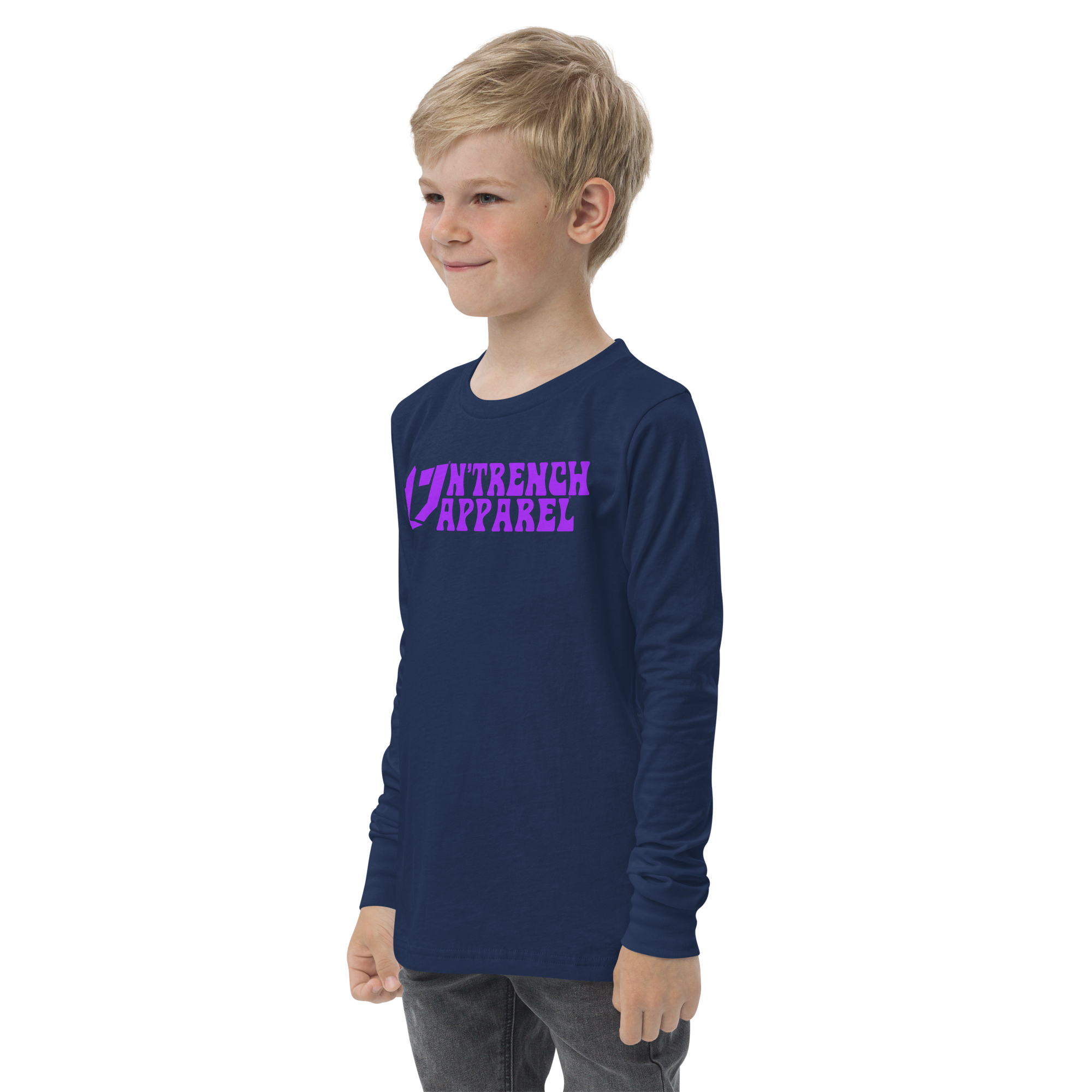 N'Trench Apparel Purple Lettering Youth/Girls long sleeve tee