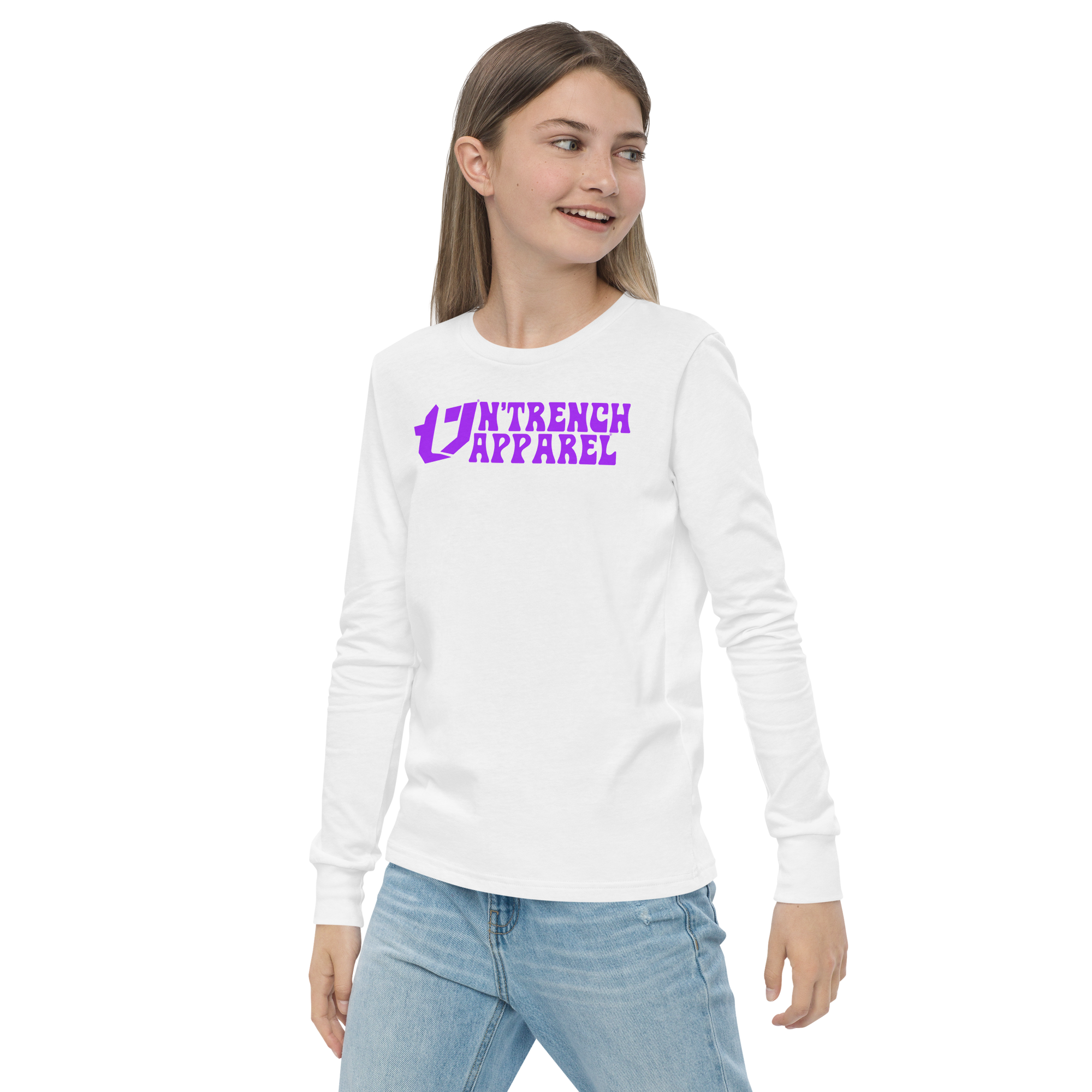 N'Trench Apparel Purple Lettering Youth/Girls long sleeve tee